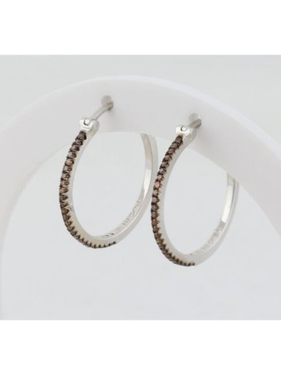 Unbranded Jewelry - Sterling Silver Champagne Diamond 1/8th Carat Hoop Earrings 1" Hoops